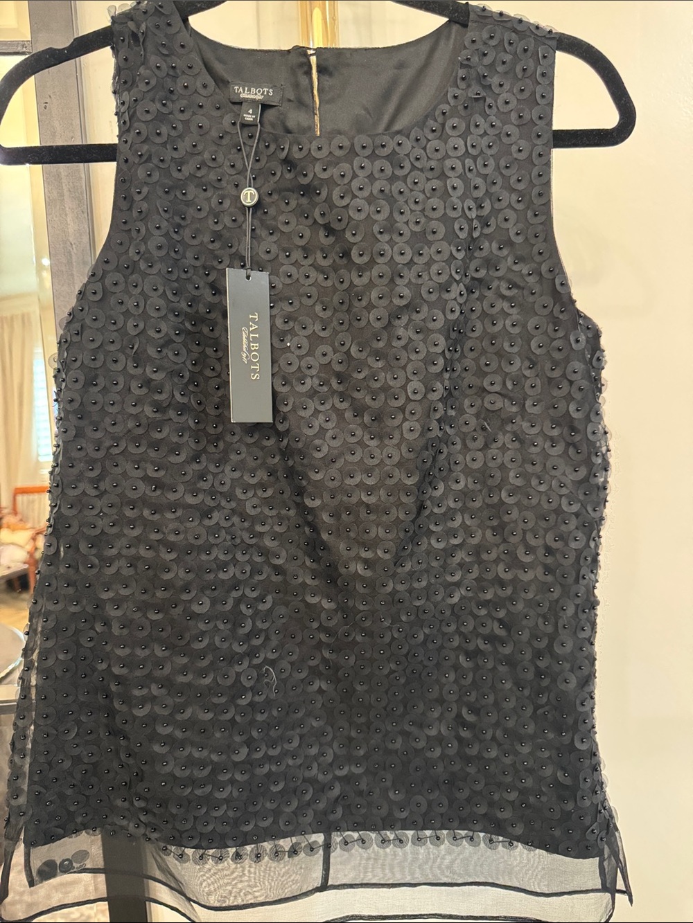 Talbots Black Beaded Sleeveless Camisole